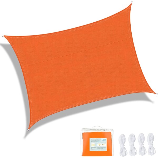 2x3m Orange Rektangulær Skygge Sejl, Vandafvisende UV Beskyttelse C