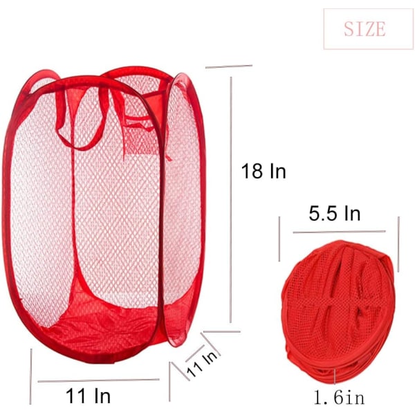 Foldable Mesh Laundry Basket for Bedroom, Kids Room, College Dorm