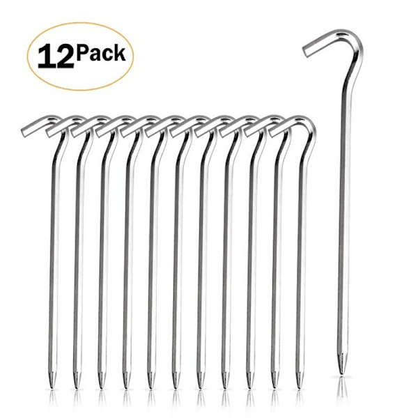 12-pack Tältpinnar med krokar - 7 tum Hex-polspik Garde