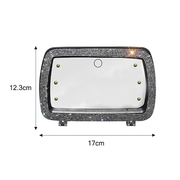 6 LED Bling Solskyddsspegel Smink Spegel Dekoration Bil Interiör