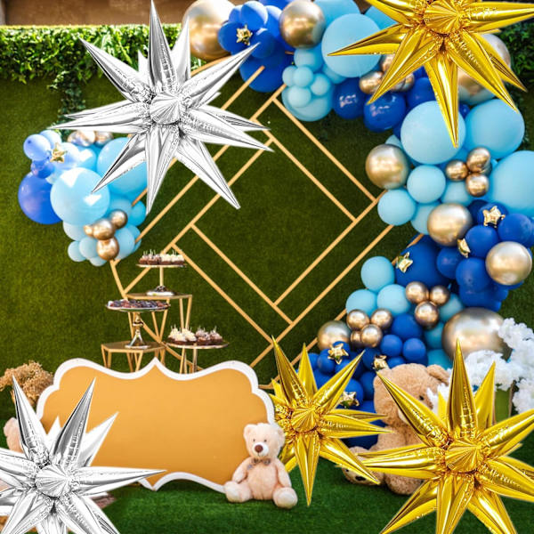 20 stjärnformade ballonger som exploderar, 3D-film ballonger