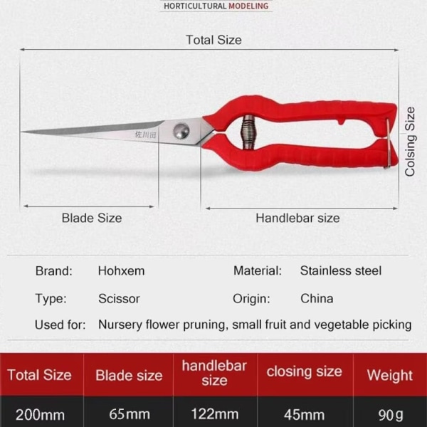 Professionelle Straight Blade Beskærersaks i Rustfrit Stål til Blomster