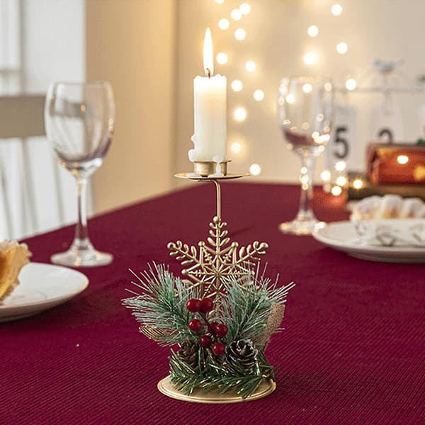 15CM Julelysstake i gulljern, juleborddekorasjon