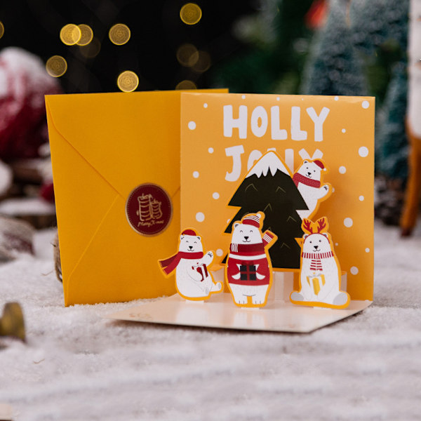6 stk 3D Glædelig Jul Hilsenskort Postkort Invitationer Med