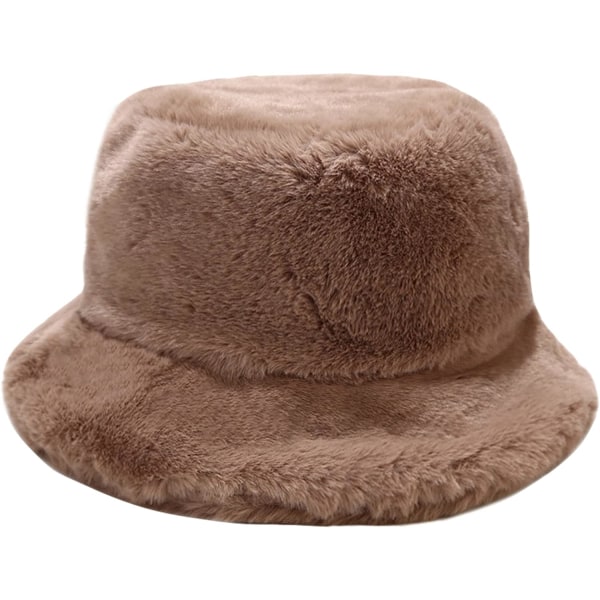 Plysch Fisherman Hat Dam Varm Vinter Hat Faux Fur Bucket Hats