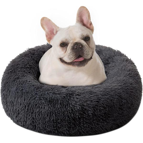 Katteseng Donut Cuddler, 40 cm Mørkegrå Blød Varmende Rund Plys C