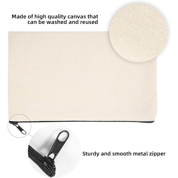 10-pack tomma DIY-väskor i canvas, pennfodral, sminkväska, tomma, DXGHC