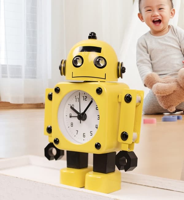 Robotvækkeur, Lydløs Vækkeur i Rustfrit Stål med Glitter