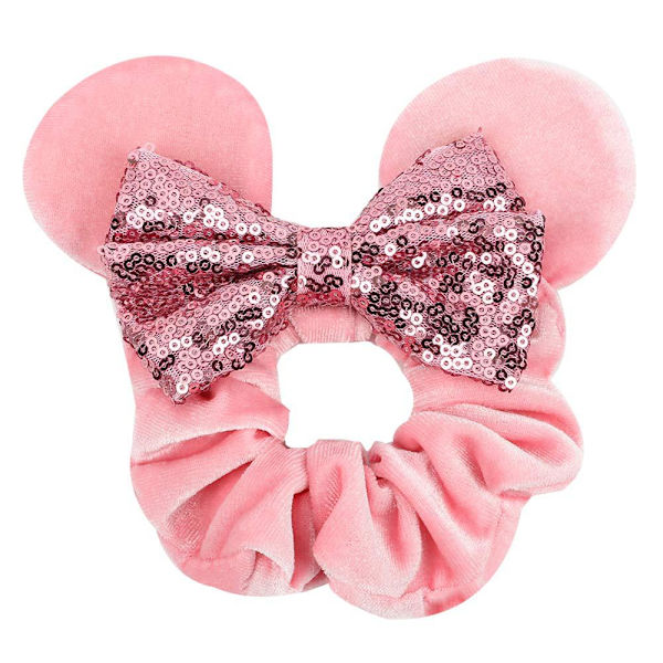4 stk. Fløjlsmusøre Scrunchies Blanke Sequin Bows Scrunchies C
