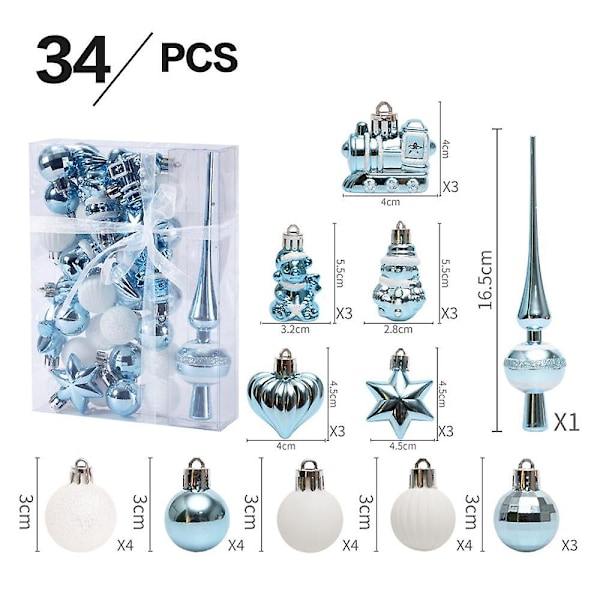 34 Julepynt Julepyntsett, Plastknus