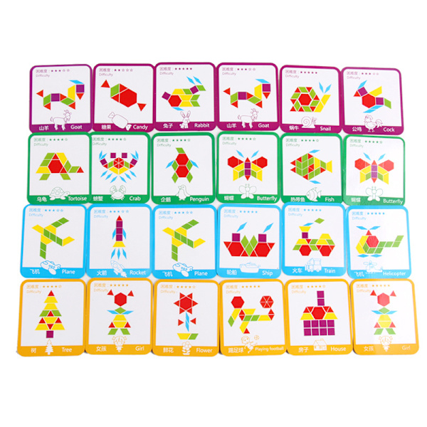 Puinen palapelilaatikko lelu 155 osaa tangram Classic Model Block lelu Mon