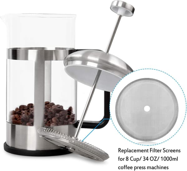 Filter til fransk presse, erstatningsfilter til kaffepresse, 4 tommer, DXGHC