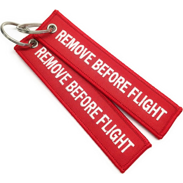 Ta bort bagagebricka före flygning - Nyckelring - Hög kvalitet - Röd/
