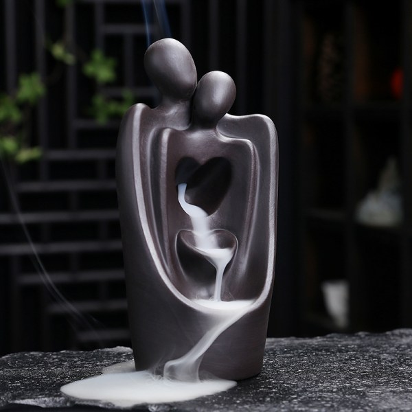 Hjärta till hjärta keramisk backflow rökelse brännare staty, par sta