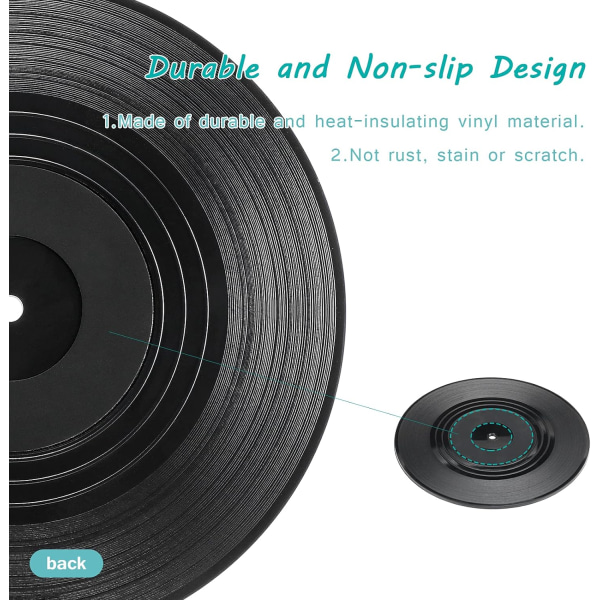 Set med 6 Vinylunderlägg, CD-underlägg Retro för Drycker Vinyl Coast