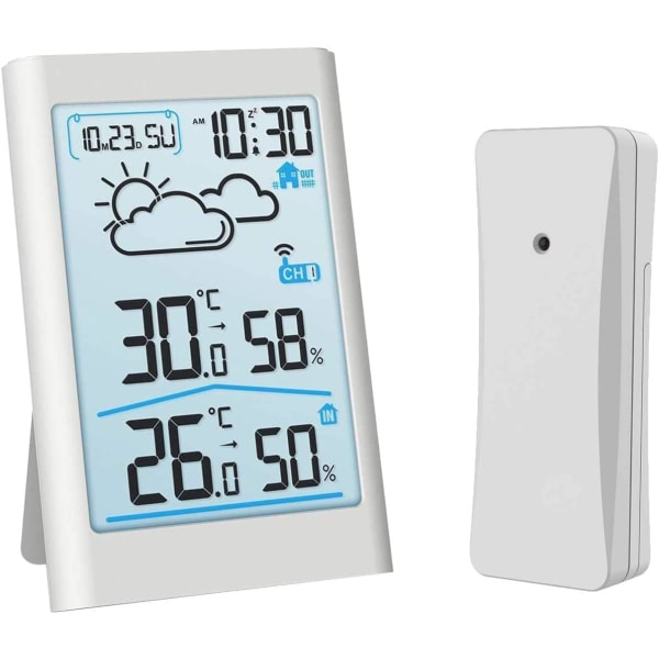 Digital trådløs vejrstation udendørs indendørs termometer med
