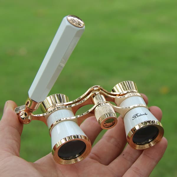 3x25 Kikkert Metall Operaglass Belagte Linser Hvit Teleskop