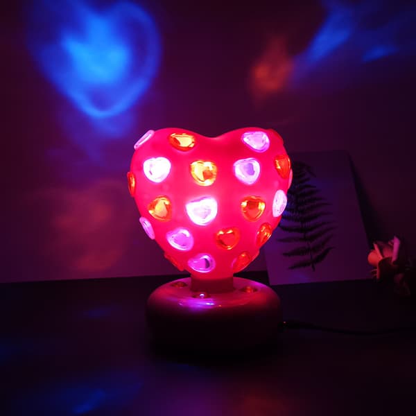 LED-lys for familiestemning, dekorasjon, krystall, USB-hjerte