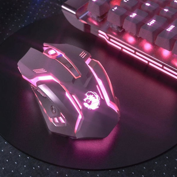 Trådlös mus 2.4g Silent Uppladdningsbar Led Light Gaming Mous DXGHC