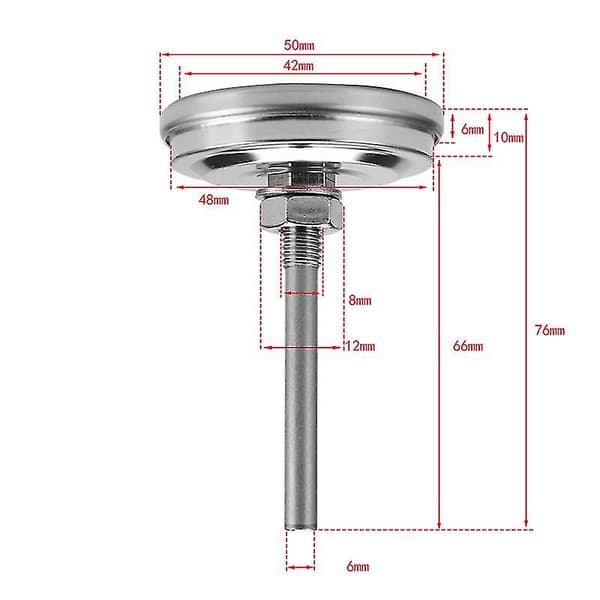 Dww-rostfritt stål BBQ Grill Rökare BBQ Termometer Termome DXGHC