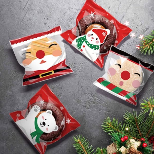 200 stycken julgodispåsar Snacks Cookiepåse Snögubbe Björngåva
