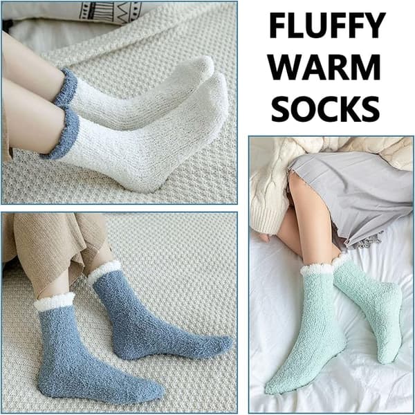 6 Par Fuzzy Sokker til Kvinder, Varme Bløde Fluffy Sokker Vinter Tyk