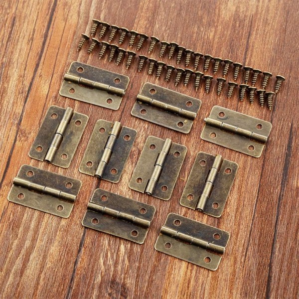 18 x 15 mm Flatt hengsel, 50 stk Mini Retro Hengsel i Antikk Bronse