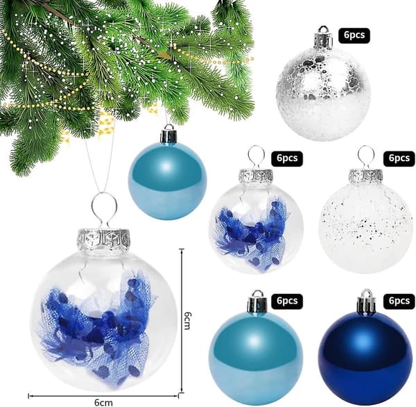 Blå julekuler, julepynt til juletreet, plastpynt