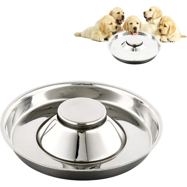 Rustfrit Stål Langsomt Foderhundebolle, (26cm) Hvalpe Afvænningsbolle C
