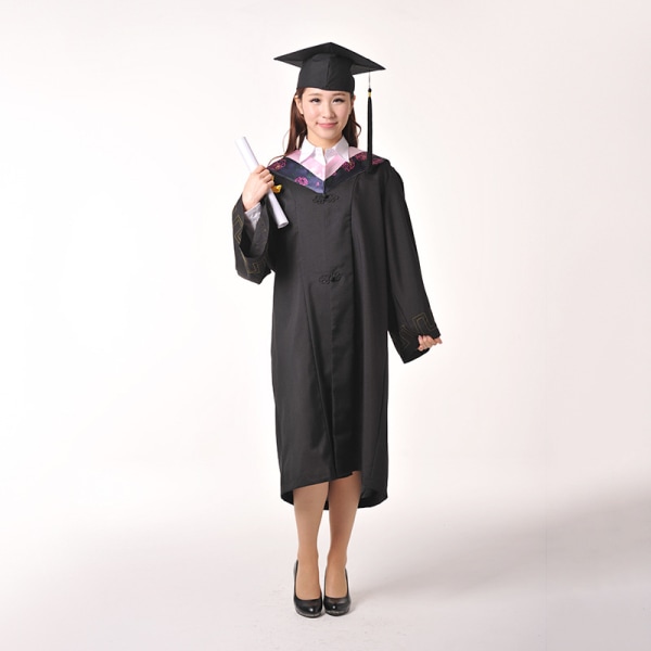 Svart 2022 examen klänning och tofs doktorsuppsättningar Bachelor Cloa