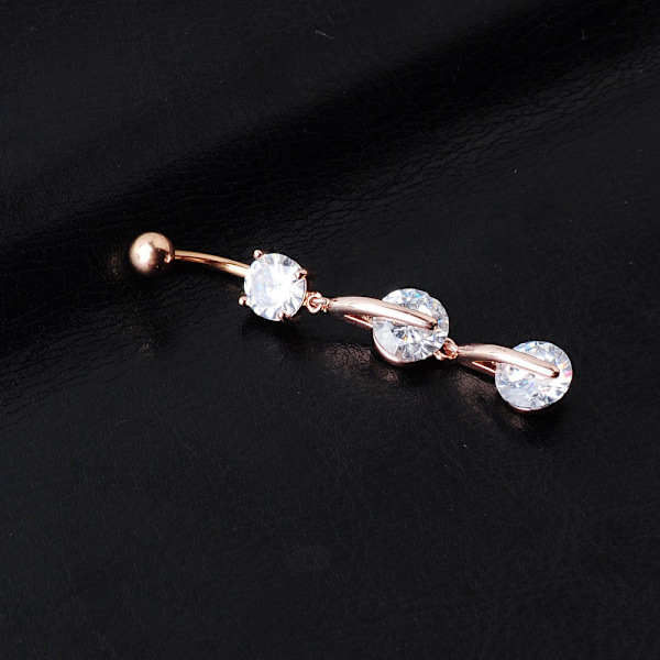 2 stk. navlepiercing med runde zirkoner