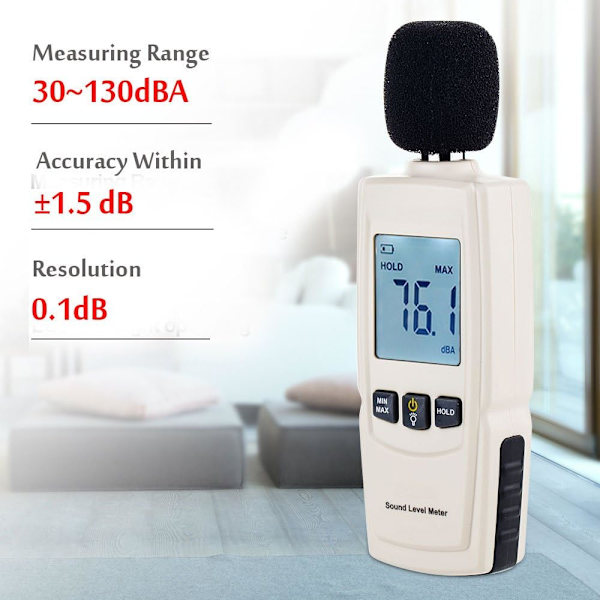 Digital Lydniveau Måler Decibel Tester 30-130dB(A) Range, Lyd