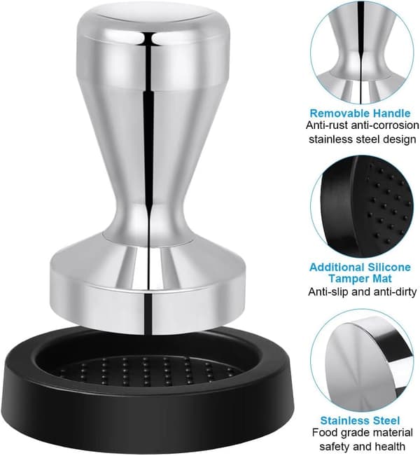 Kaffetamper 51 mm i 430 rustfritt stål, Kaffe Presser, Es DXGHC