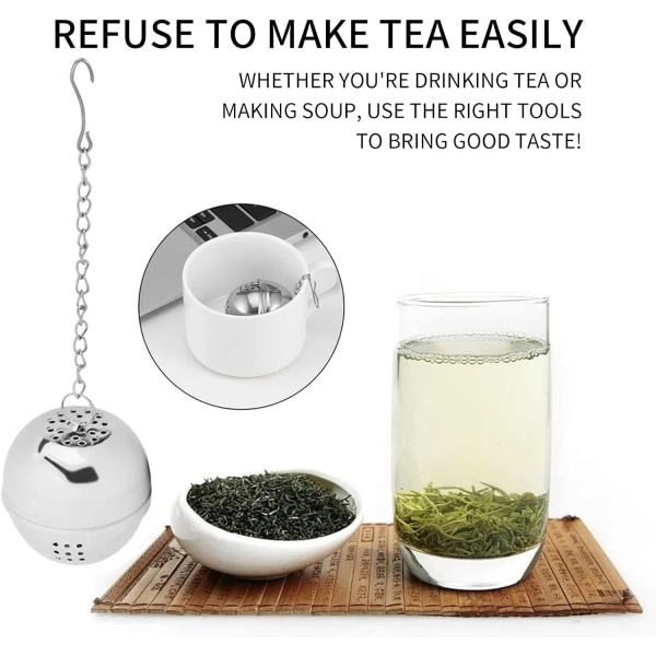 2 stk. rustfrit stål te-infuser, te-infuser, te-infuser Str