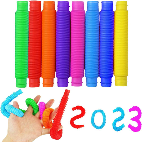Pop Tubes Mini Sensory Toys, 8 delar Anti-Stress Multicolor Expa