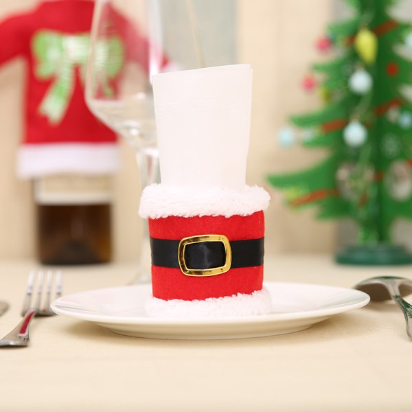 12 delar jul servettringar hållare servettband med Santa B