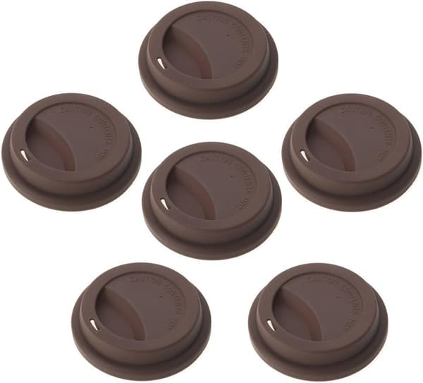 3 Sorte og 3 Kaffe Genanvendelige Lækagesikre Silikonlåg (6-pak)