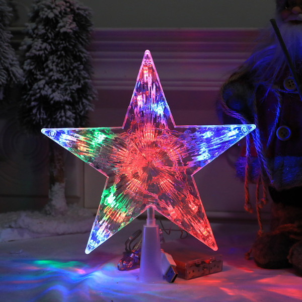 2 stykker juletre topp stjerne plast skinnende farge lys flaggermus