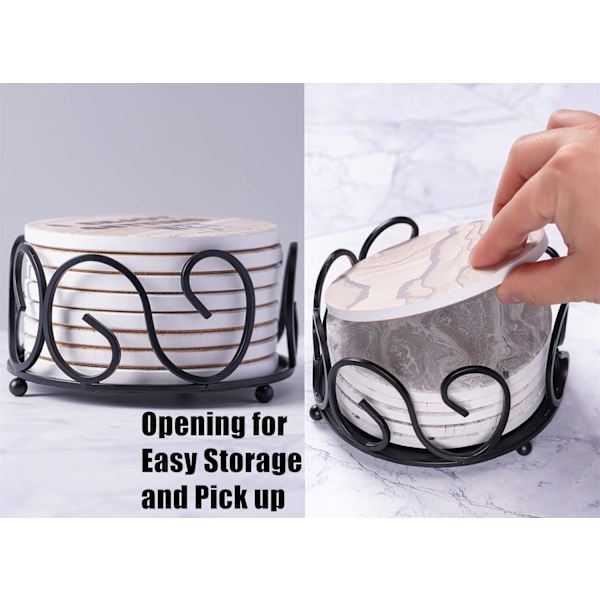 Sort Jern Metal Coaster Holder til 4 til 8 stk. Runde Coast DXGHC