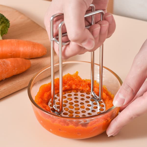 Potatispress i rostfritt stål, köksredskap, röd, sötpotatis