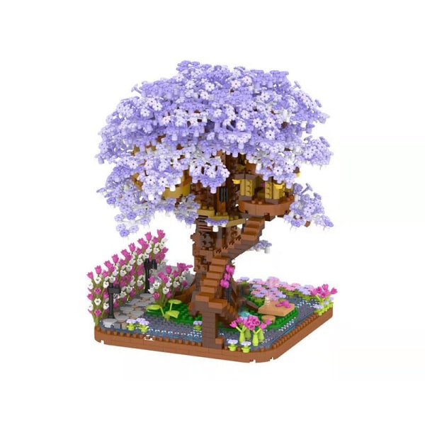 2200 stk. Mini Byggeklodser Lilla Kirsebærblomst Træhus