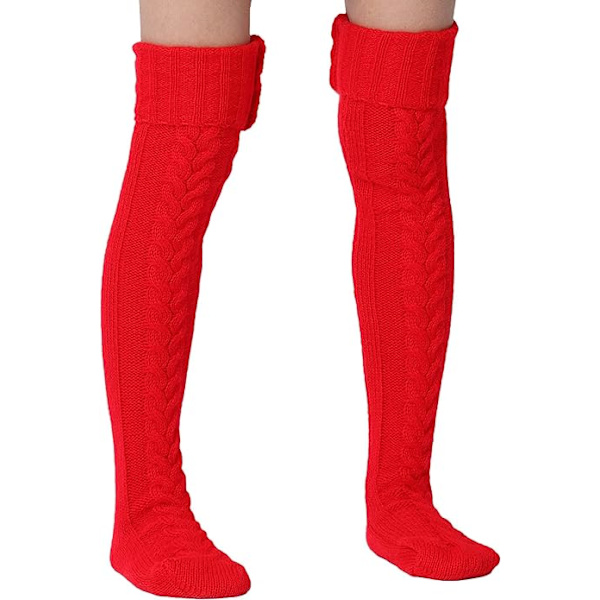 Naisten kaapelikudotut korkeakorkoiset sukat Extra Long Winter Over Knee