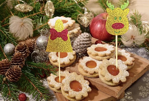 35 stk. Jule Cupcakes Toppers, Glitter Dobbeltsidige Samlet H