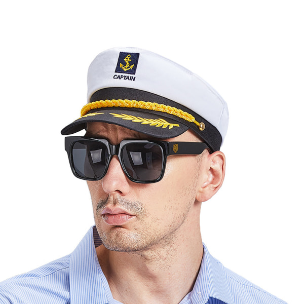 Marinadmiralhatt i marinblått - Justerbar