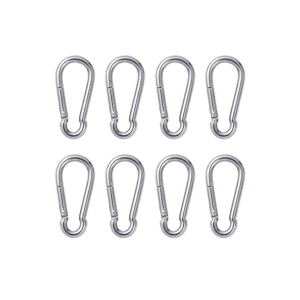 8 Pak Små Karabiner - Rustfrit Stål Fjederbelastet Karabiner