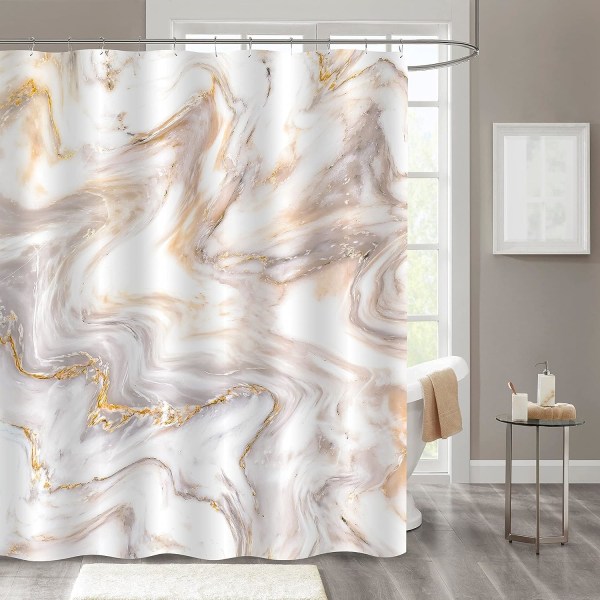 Rosa guld marmor duschdraperi Set, abstrakt modern dusch Curta 9358 | Fyndiq
