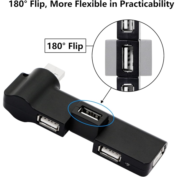 180° Rotation USB 2.0 Hub Udvidelse, USB 4 Ports Hub, Kan Roteres