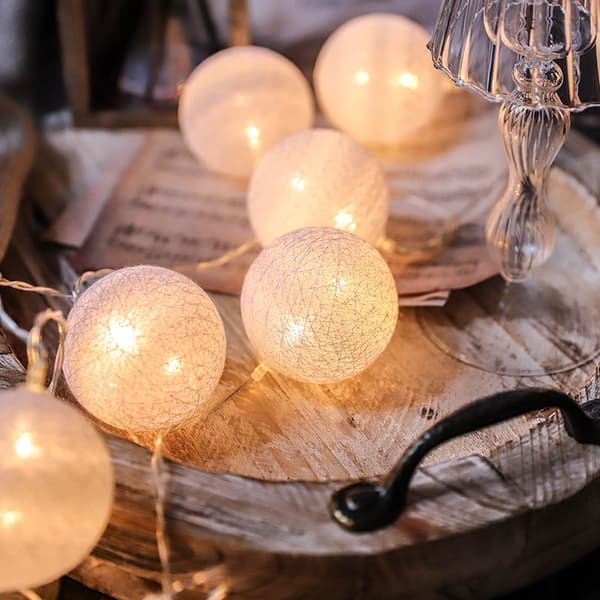 LED Julelys for Hjemmet - Bomullsstrengkule