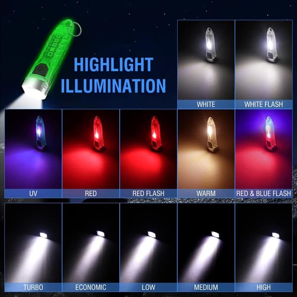V1 Mini 400LM LED-avaimenperävalaisin punaisella ja sinisellä UV-valolla