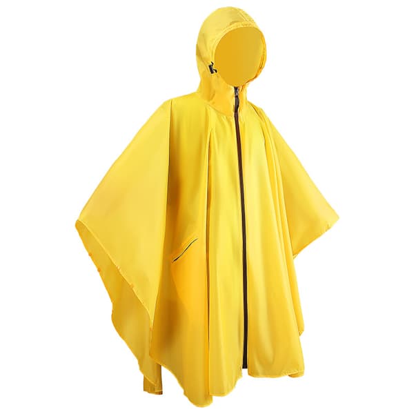 Regnjakke Poncho med Lynlås-Hætte til Voksen, Gul